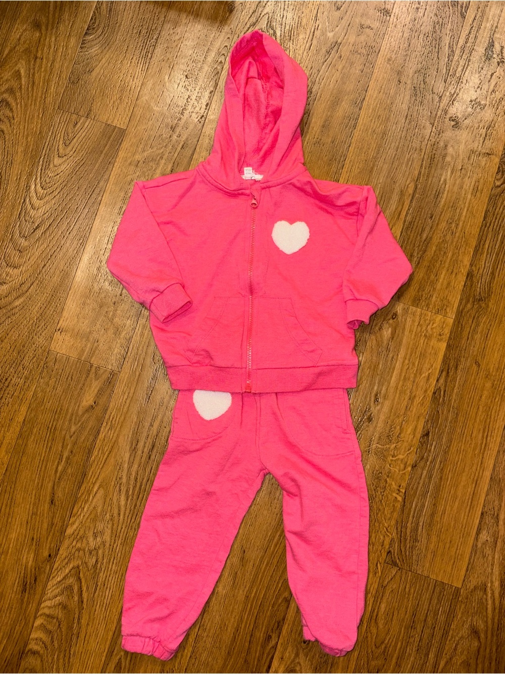 Jessica Simpson Pink Heart Hooded Sweatshirt & Jogger Set 24M